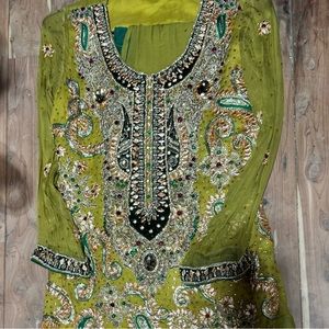 Indian Pakistani wedding outfit. Full of handmade embroidery and embellishments